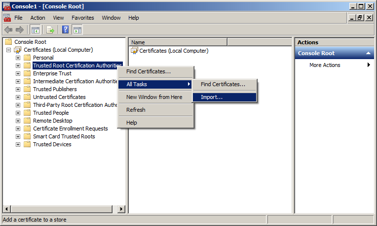 How To Import Intermediate And Root Certificates Via Mmc