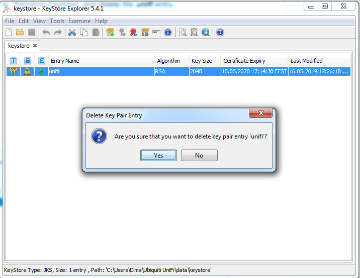keystore explorer entryname